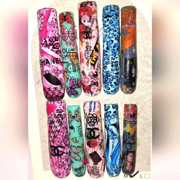 Hand crafted custom 10pc xxl long acrylic press on nails sz medium - Picture 1 of 5